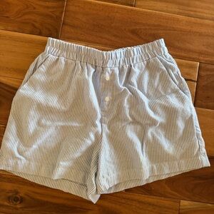 Blue and White Striped Boxer Shorts